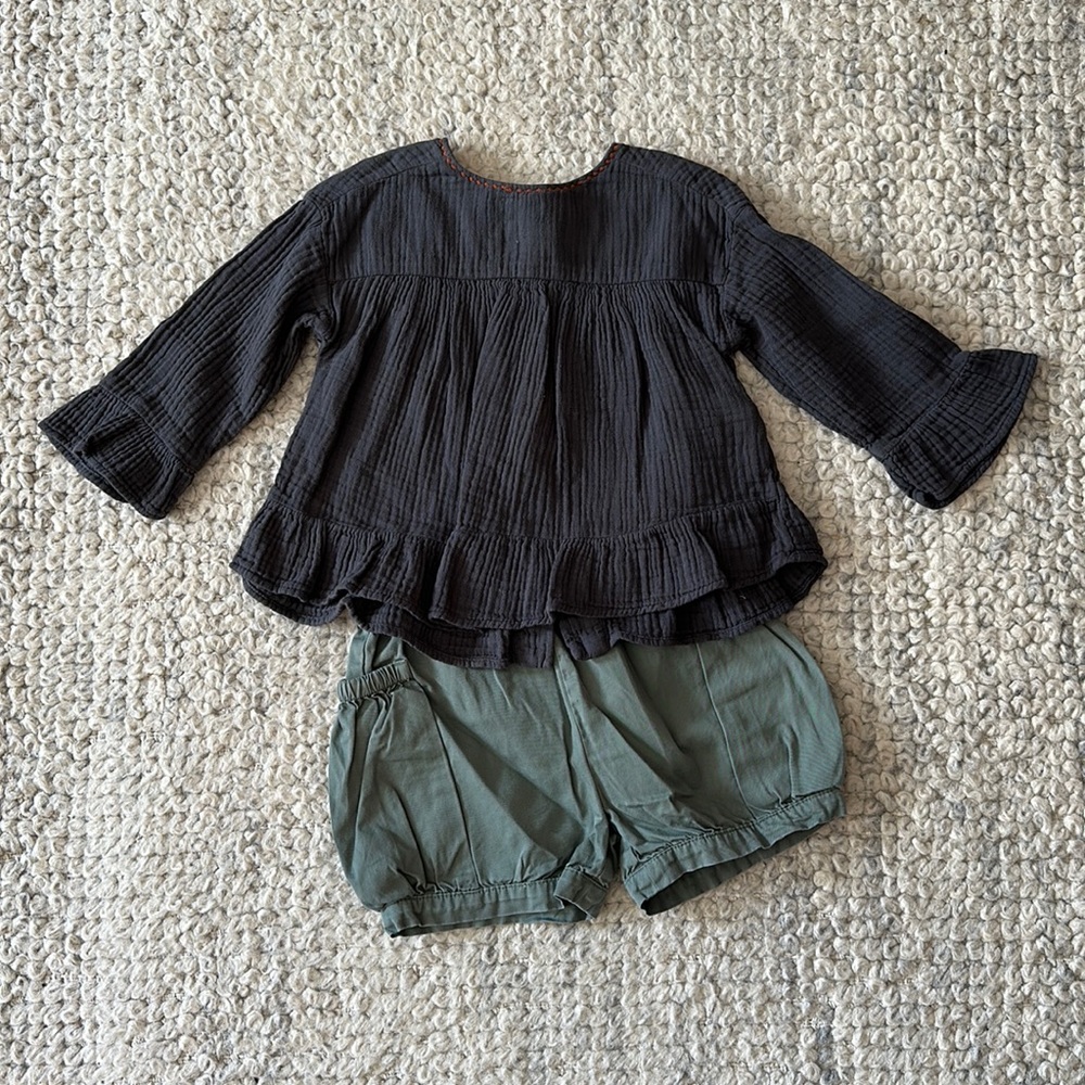 ZARA girls top & crewcuts bubble shorts